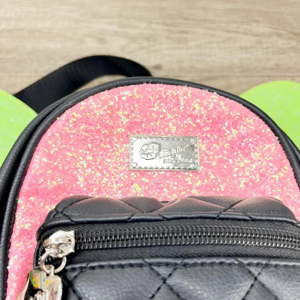 Luv Betsey by Betsey Johnson Mini Backpack Pink Green Glitter Wings Fairy Core‎
